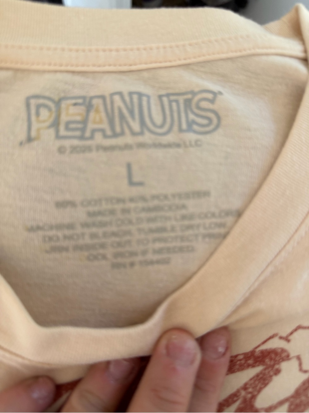 Peanuts Cream Short Sleeve Tee with Rust Graphic - Picture 5 of 5